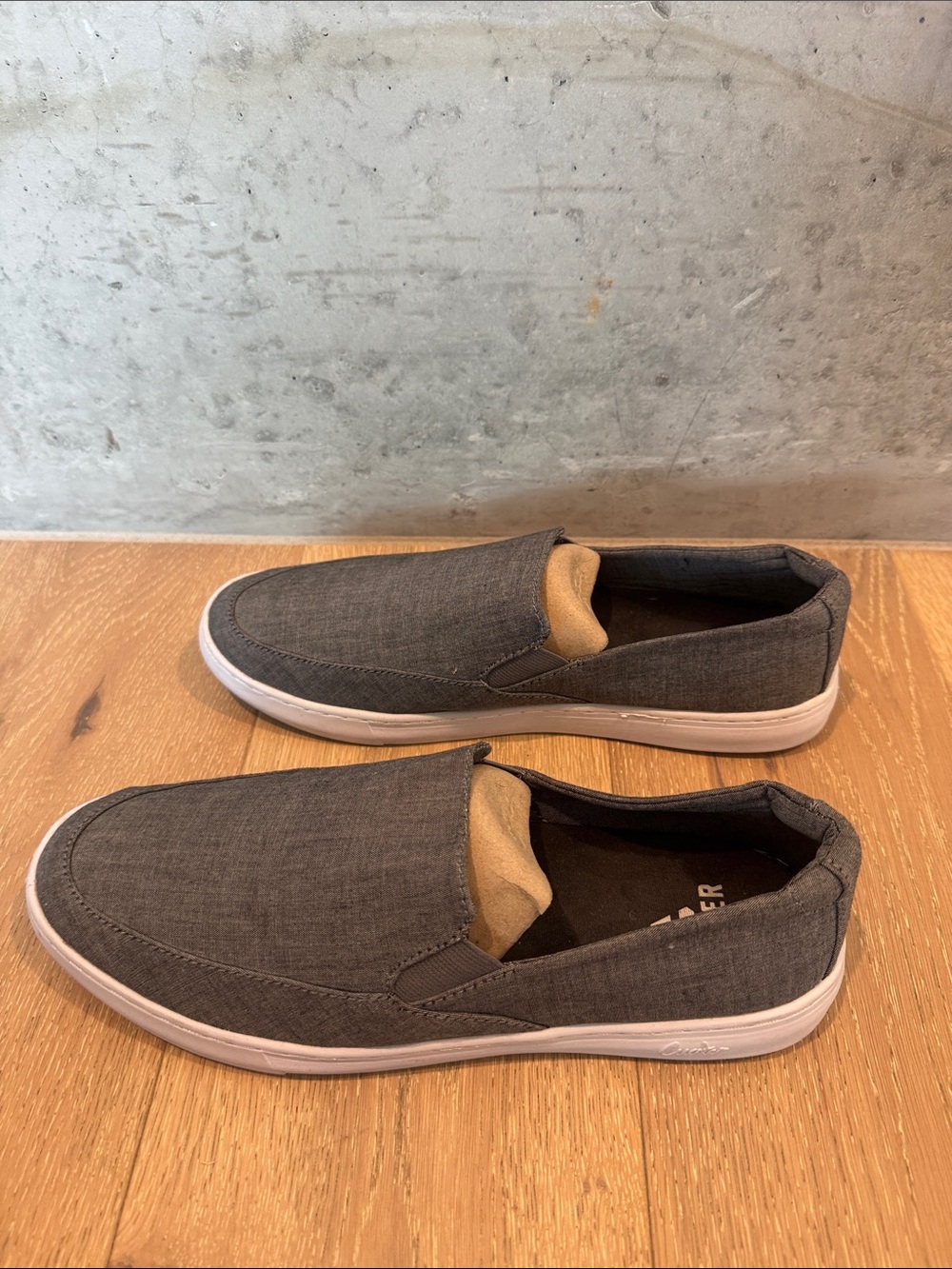 Travis Mathew Gray Slip-On Loafers with White Sole